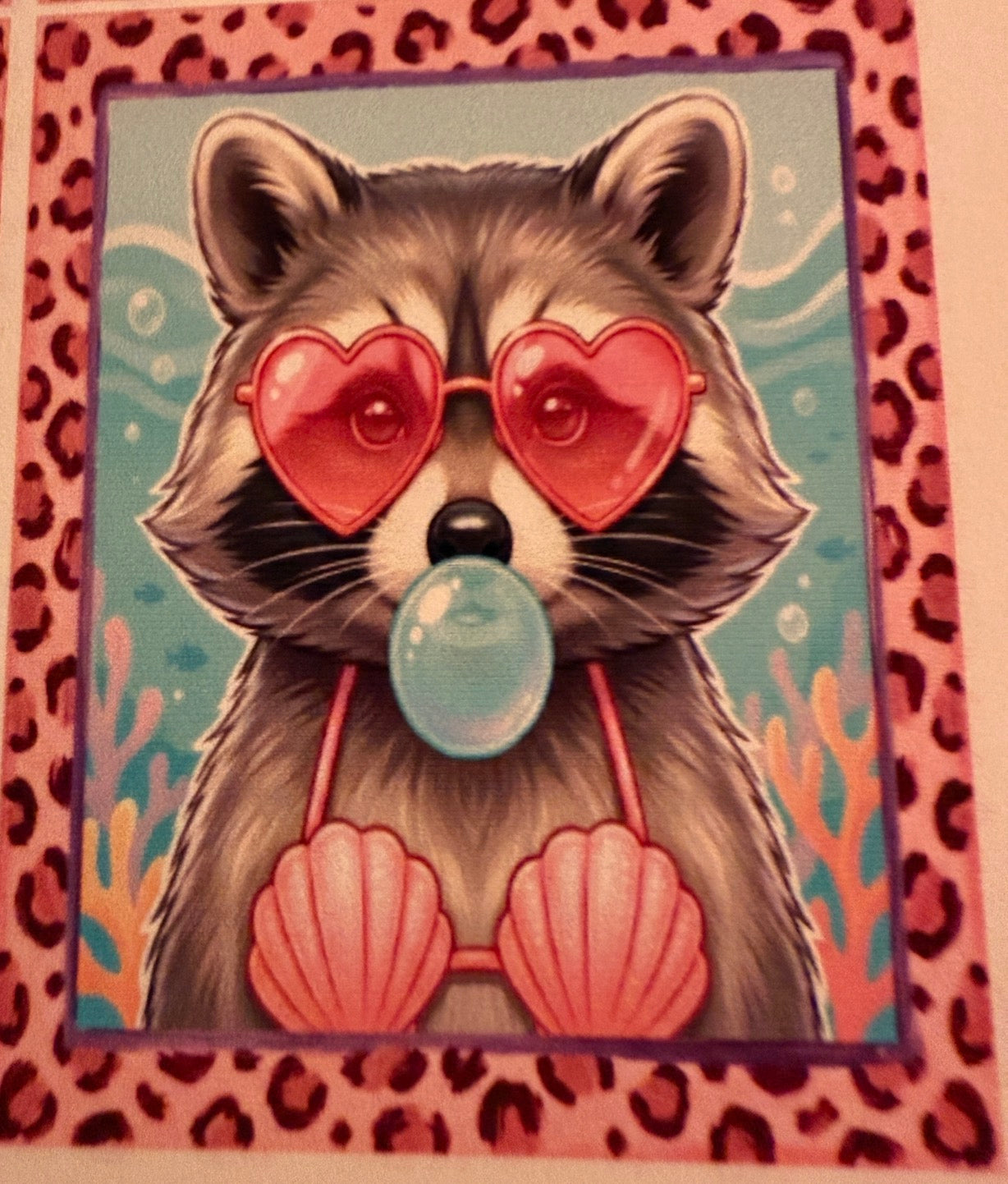 Raccoon in  bikini rectangle cardstock