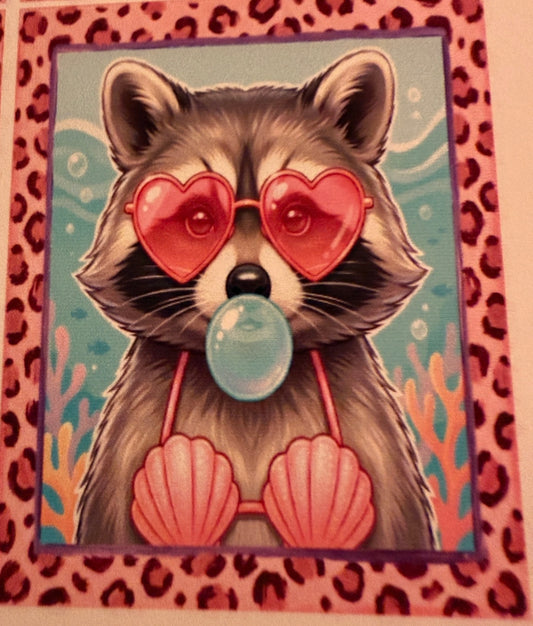 Raccoon in  bikini rectangle cardstock