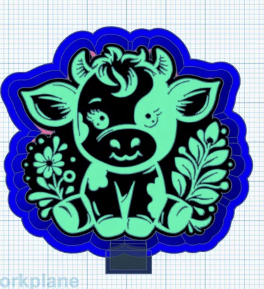 Sitting cow with flowers mold