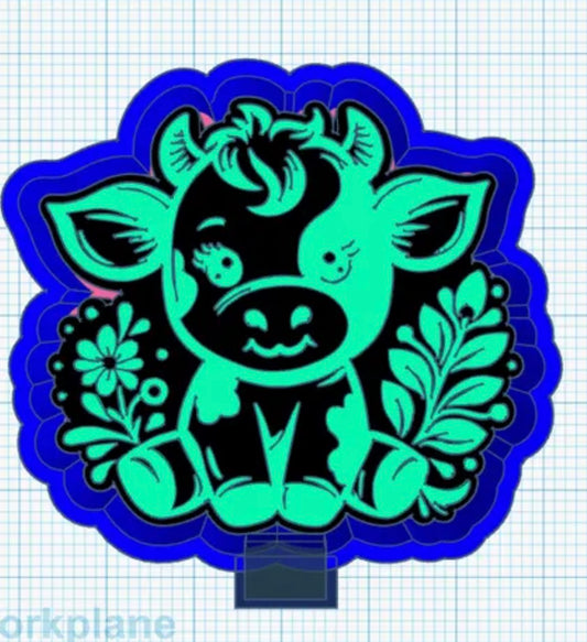 Sitting cow with flowers mold