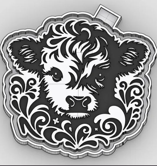 Baby cow with swirl design freshie mold