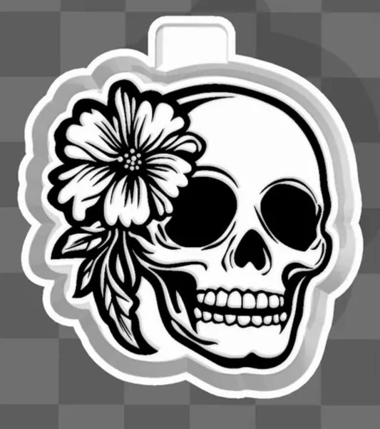 Skull with feathers and flowers freshie mold