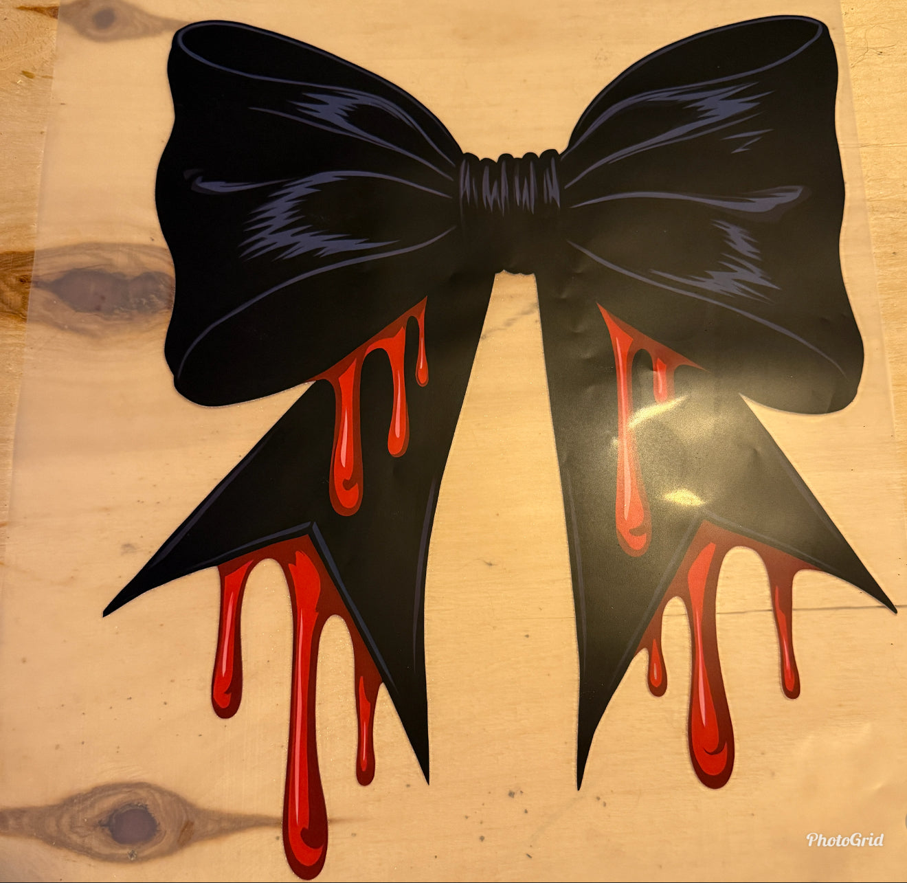 Black dripping bow DTF print