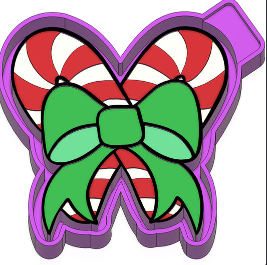 Candy cane with bow freshie mold