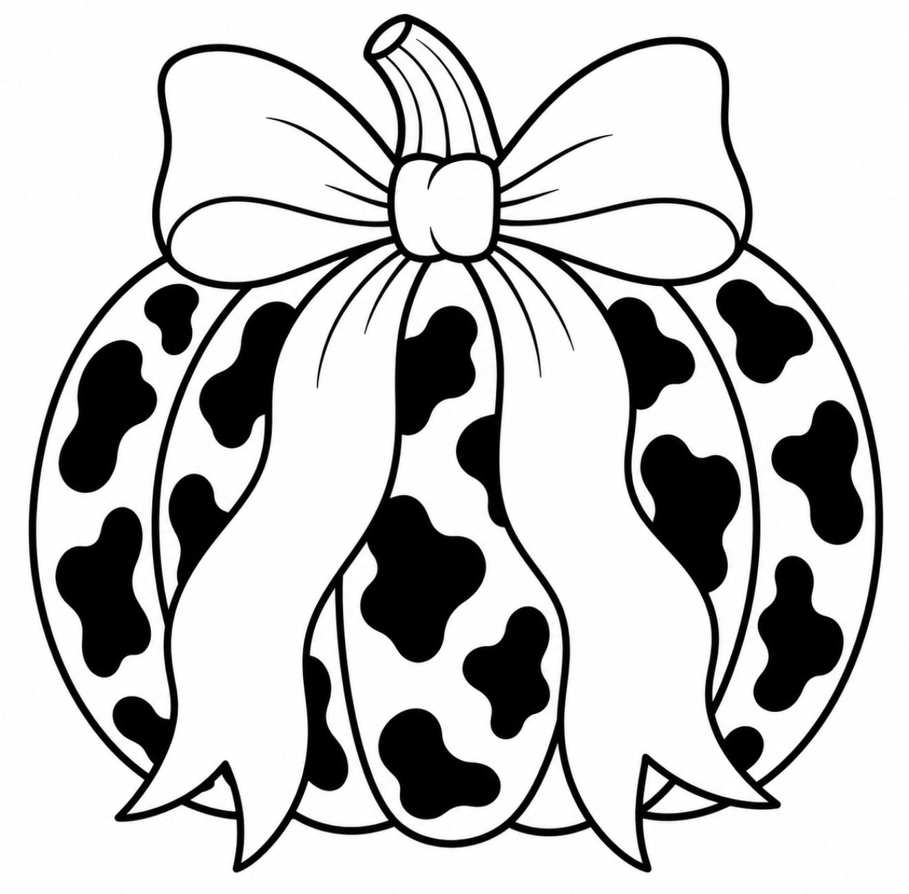 Cow print pumpkin with bow mold