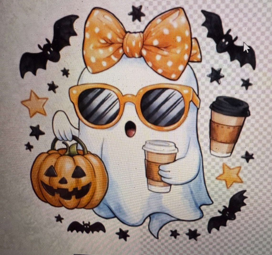 Ghosty with coffee and bows transfer