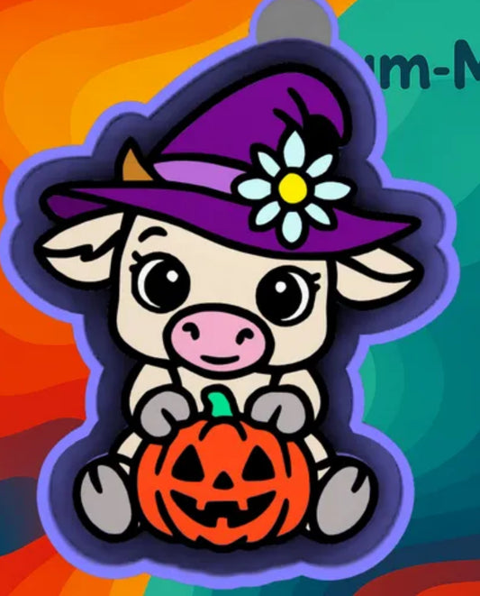 Cow with hat and pumpkin freshie mold