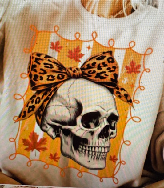 Skull with bow orange transfer