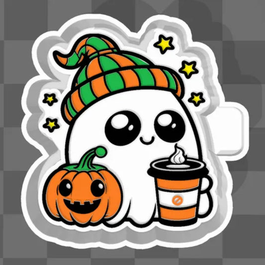 Ghost with pumpkin and drink freshie mold