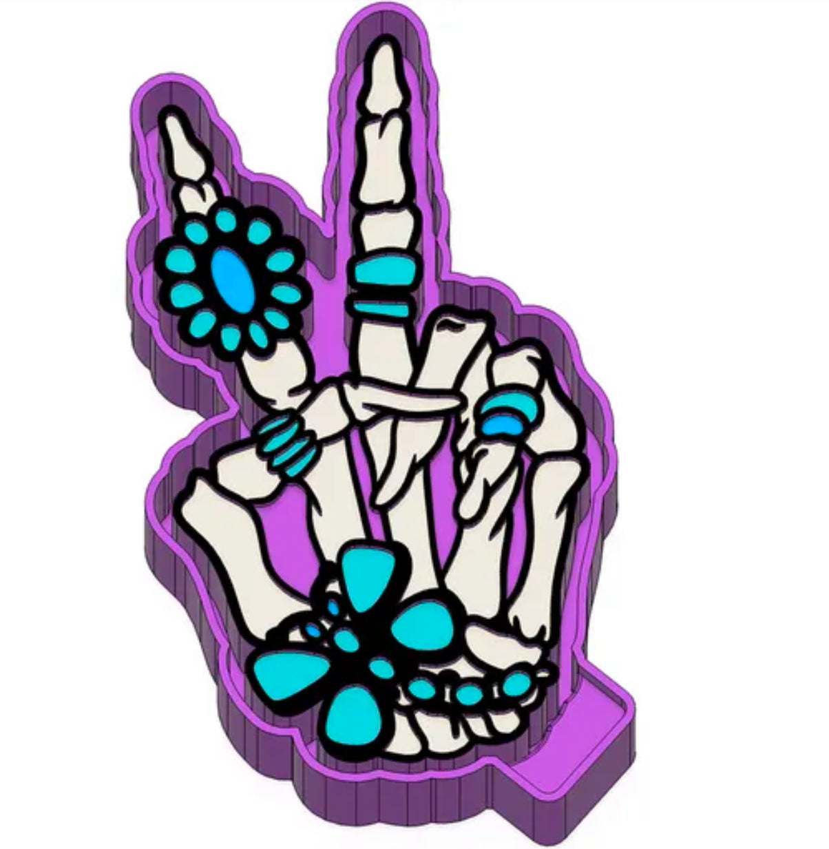 Turquoise skeleton hand freshie mold
