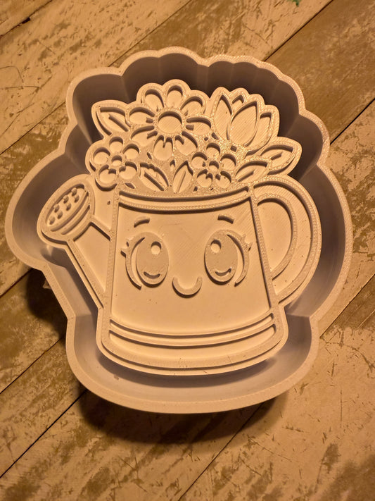 Watering can with flowers mold