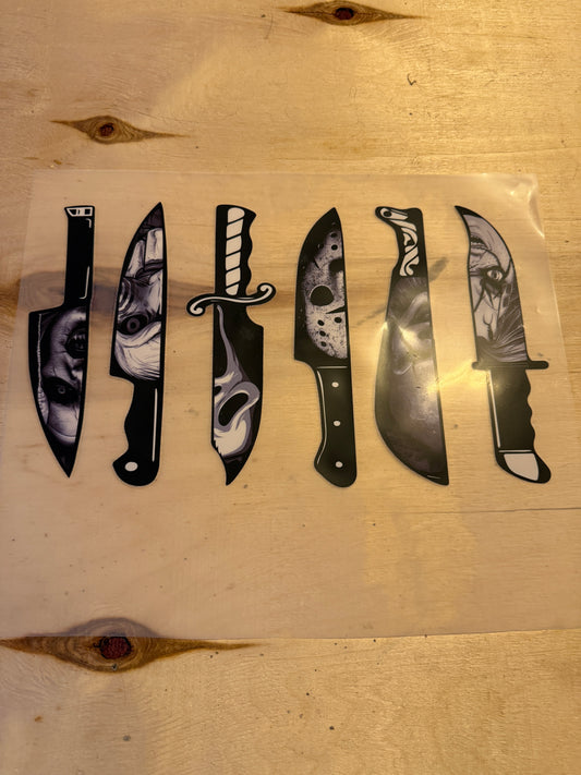 Horror Halloween knives transfer