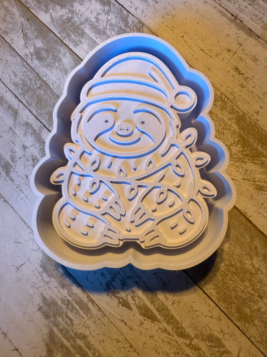 Sloth with Christmas lights freshie mold