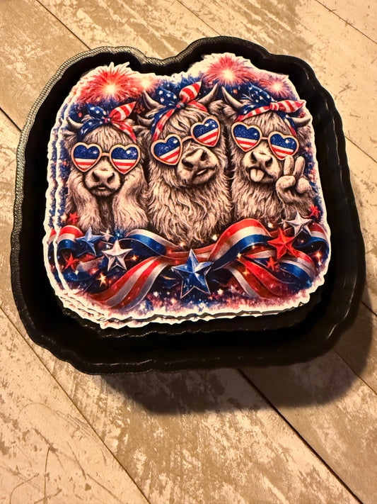 4th of July cows cardstock mold