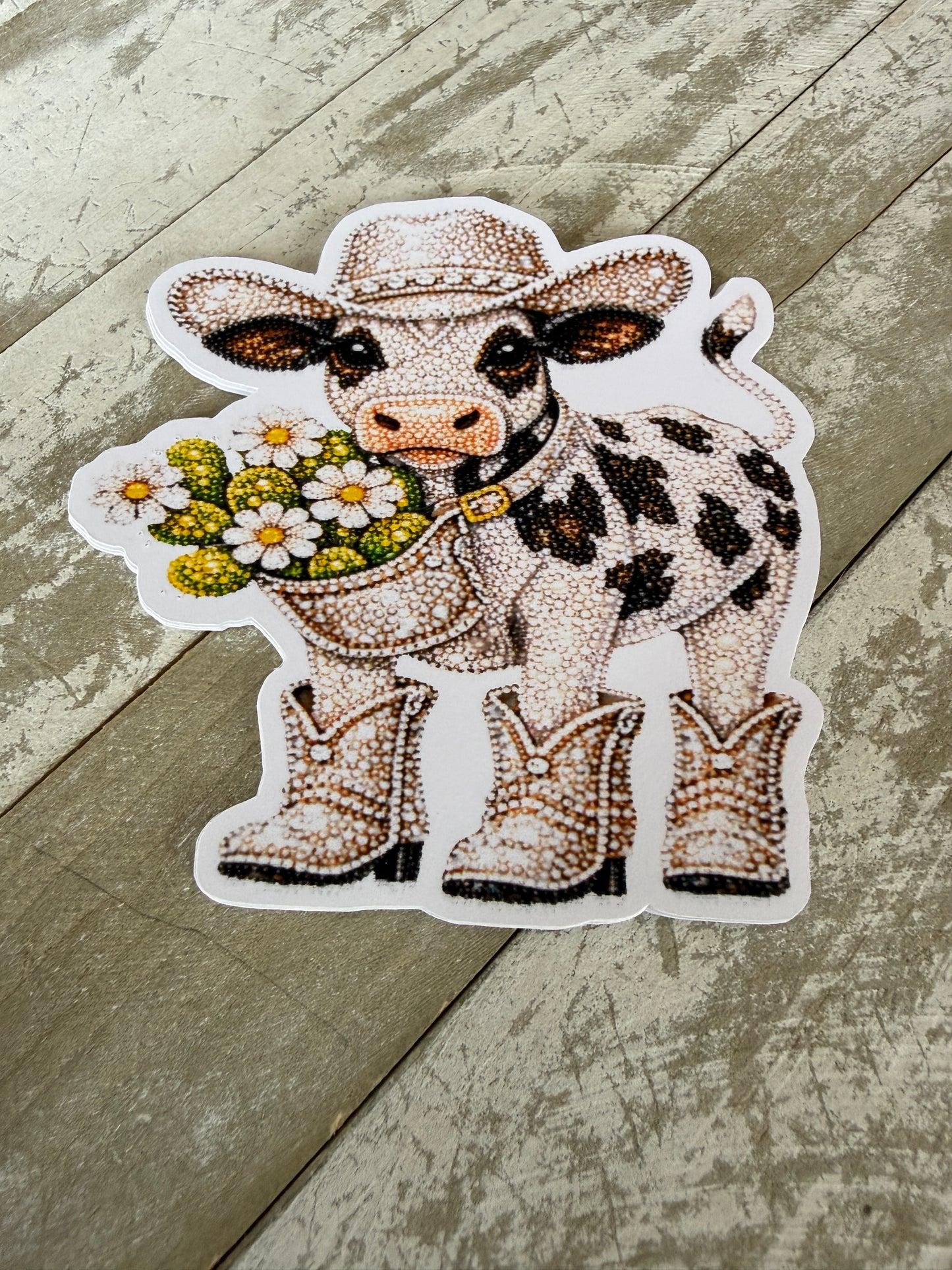 Cow with flower bucket on neck cardstock mold