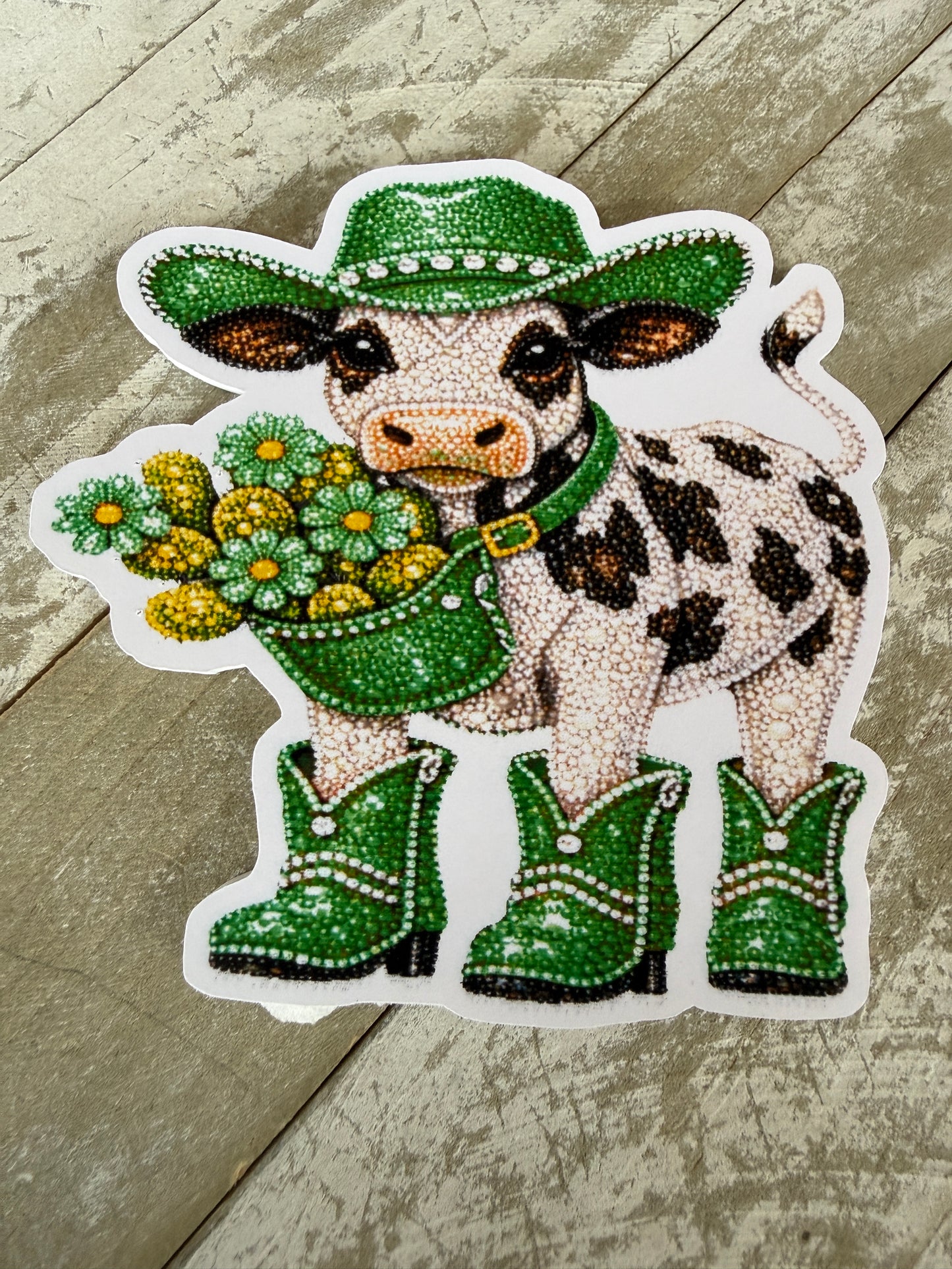 Cow with flower bucket on neck cardstock mold