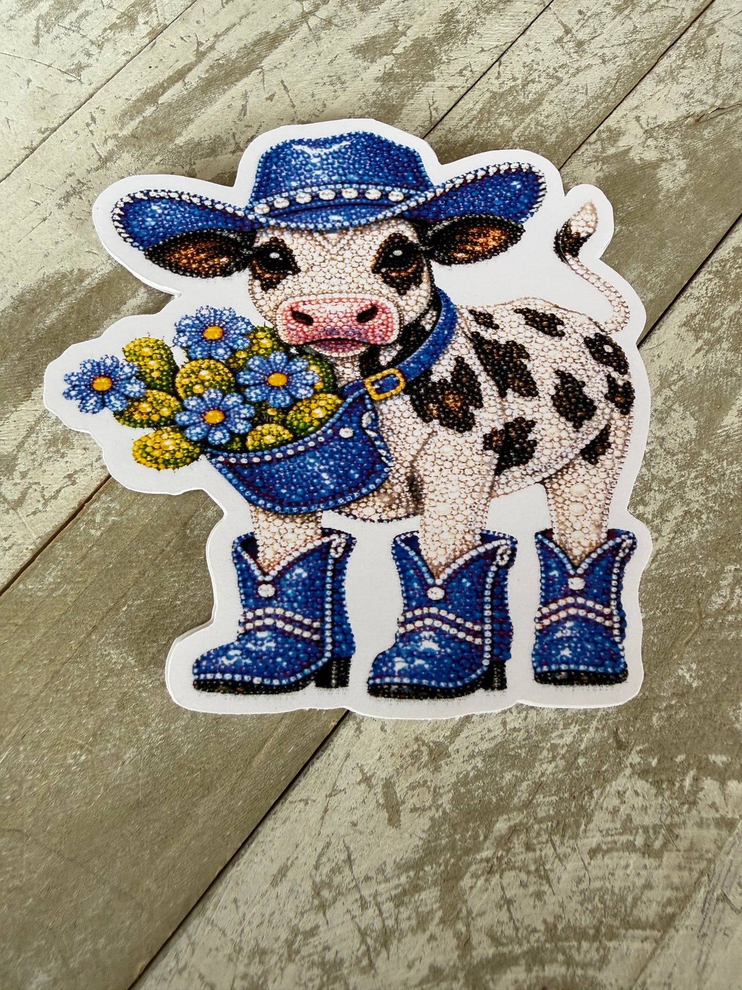 Cow with flower bucket on neck cardstock mold