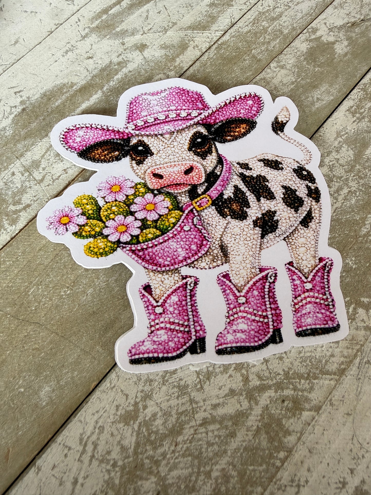 Cow with flower bucket on neck cardstock mold