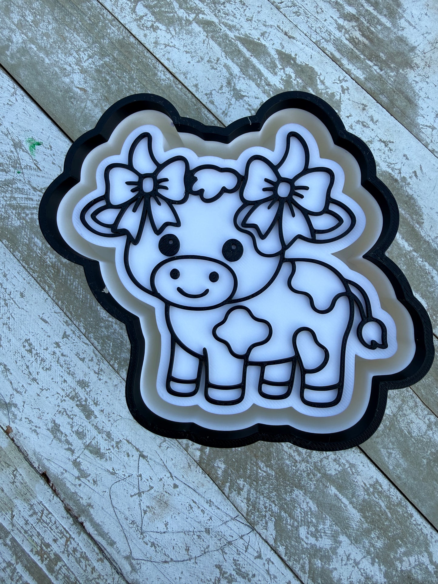 Cow with bow piggies mold