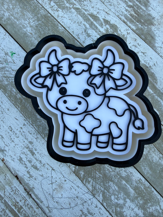 Cow with bow piggies mold
