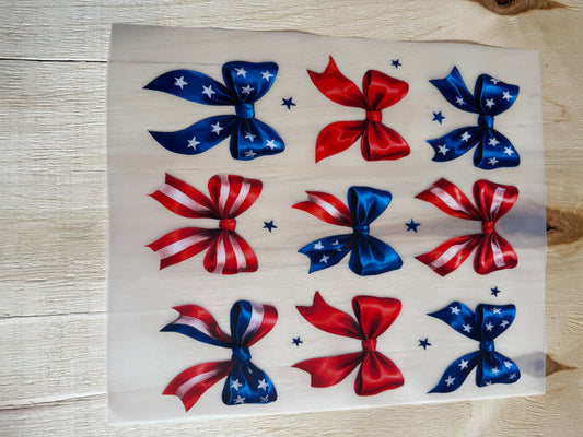 Red white & blue bows transfer
