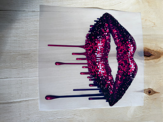 Purple dripping lips transfer