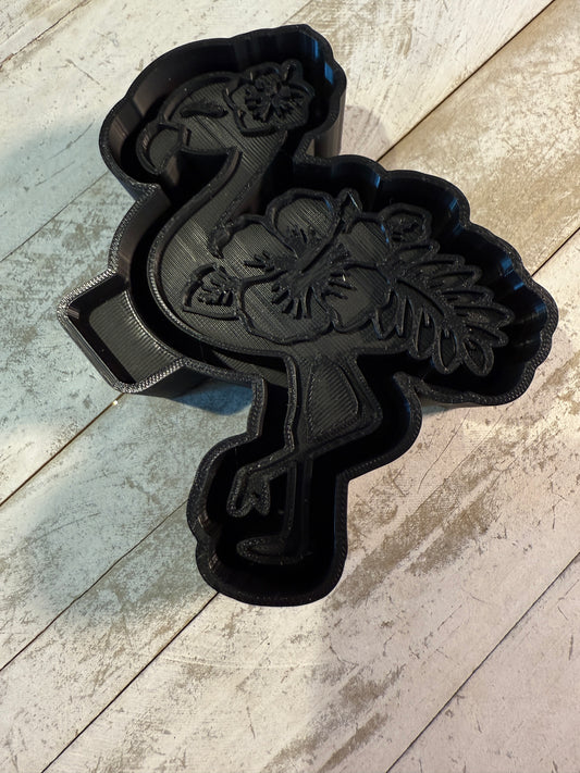 Flamingo with hibiscus flower freshie mold
