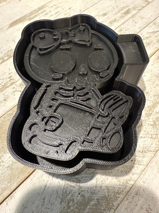 Skelly with book freshie mold
